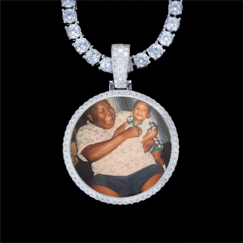 925S & VVS Moissanite 3D Circle Custom Picture Pendant
