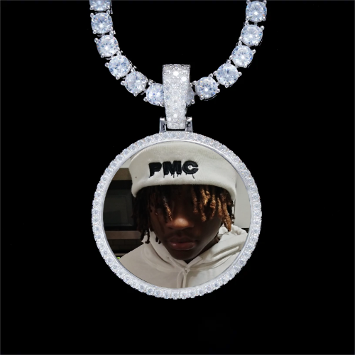925S & VVS Moissanite 3D Circle Custom Picture Pendant