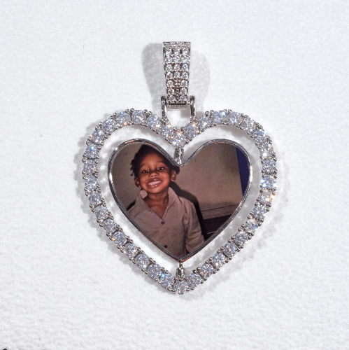 3D Spinning 2-Faced Heart Custom Picture Pendant