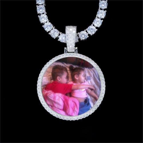 925S & VVS Moissanite 3D Circle Custom Picture Pendant