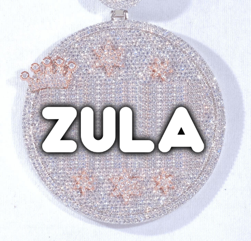 CUSTOM LETTER NECKLACE 3D BIG CROWN DISC