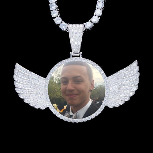 925S & VVS Moissanite 3D Wing Custom Picture Pendant