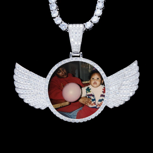 925S & VVS Moissanite 3D Wing Custom Picture Pendant