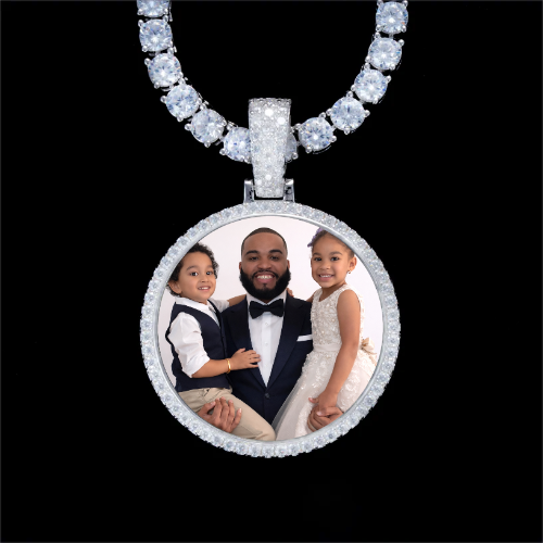 925S & VVS Moissanite 3D Circle Custom Picture Pendant
