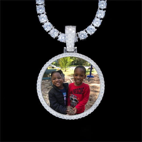925S & VVS Moissanite 3D Circle Custom Picture Pendant