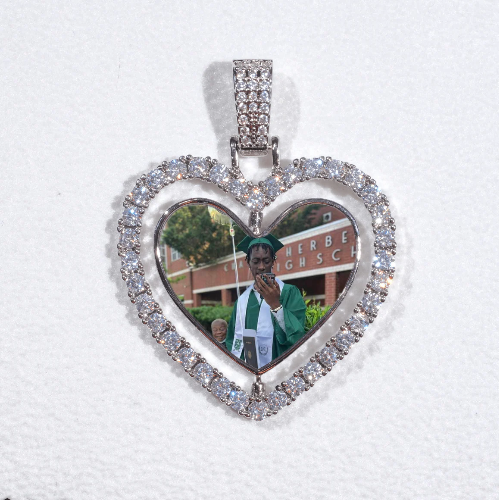3D Spinning 2-Faced Heart Custom Picture Pendant