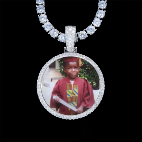 925S & VVS Moissanite 3D Circle Custom Picture Pendant