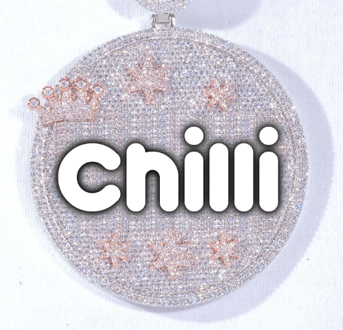 CUSTOM LETTER NECKLACE 3D BIG CROWN DISC