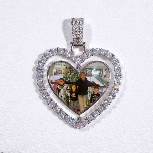 3D Spinning 2-Faced Heart Custom Picture Pendant