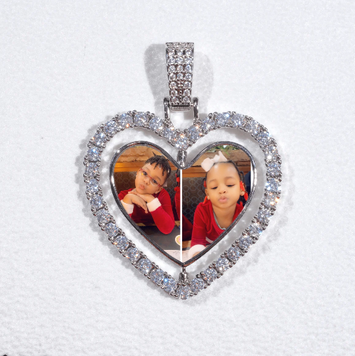 3D Spinning 2-Faced Heart Custom Picture Pendant