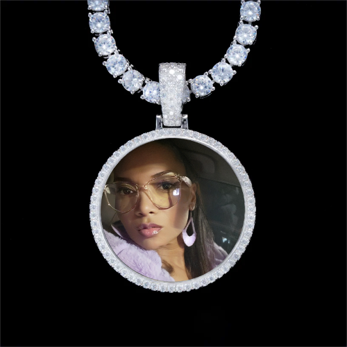925S & VVS Moissanite 3D Circle Custom Picture Pendant