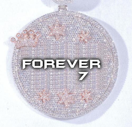 CUSTOM LETTER NECKLACE 3D BIG CROWN DISC