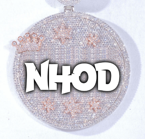 CUSTOM LETTER NECKLACE 3D BIG CROWN DISC
