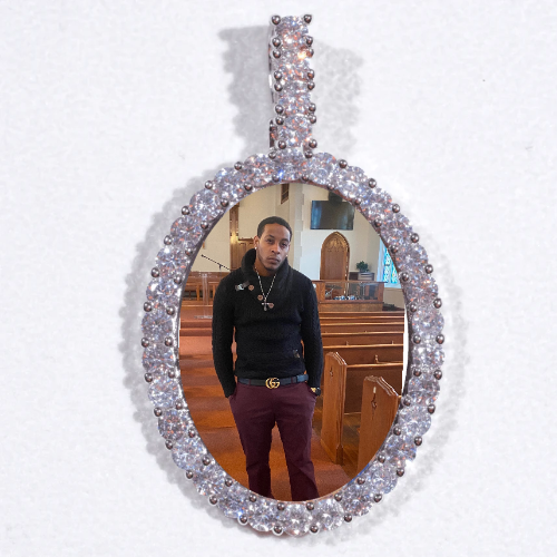 Large 3D Oval Custom Picture Pendant