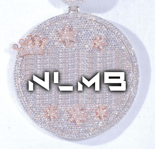 CUSTOM LETTER NECKLACE 3D BIG CROWN DISC