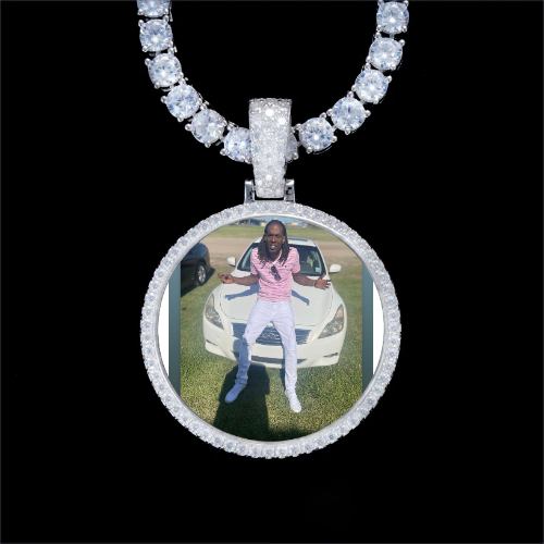 925S & VVS Moissanite 3D Circle Custom Picture Pendant