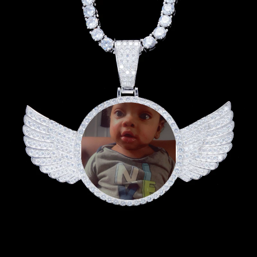 925S & VVS Moissanite 3D Wing Custom Picture Pendant