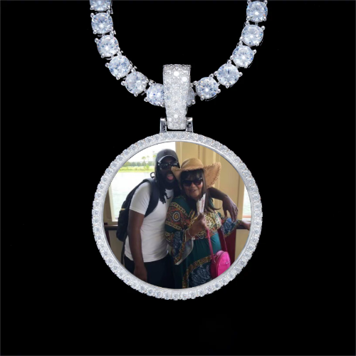 925S & VVS Moissanite 3D Circle Custom Picture Pendant