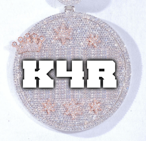 CUSTOM LETTER NECKLACE 3D BIG CROWN DISC