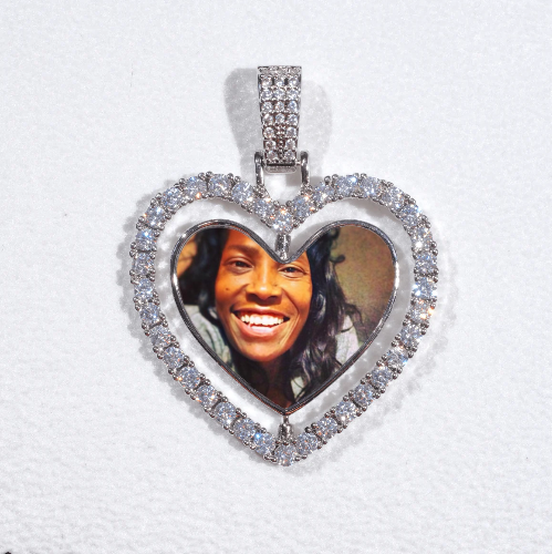 3D Spinning 2-Faced Heart Custom Picture Pendant