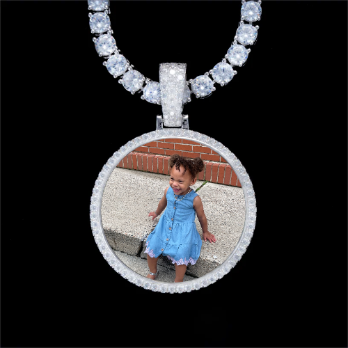 925S & VVS Moissanite 3D Circle Custom Picture Pendant
