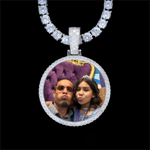 925S & VVS Moissanite 3D Circle Custom Picture Pendant