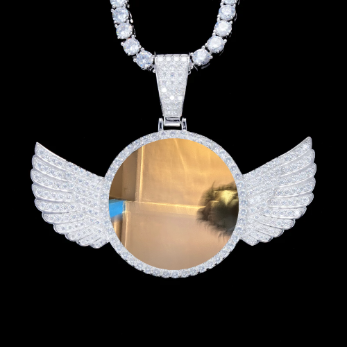 925S & VVS Moissanite 3D Wing Custom Picture Pendant