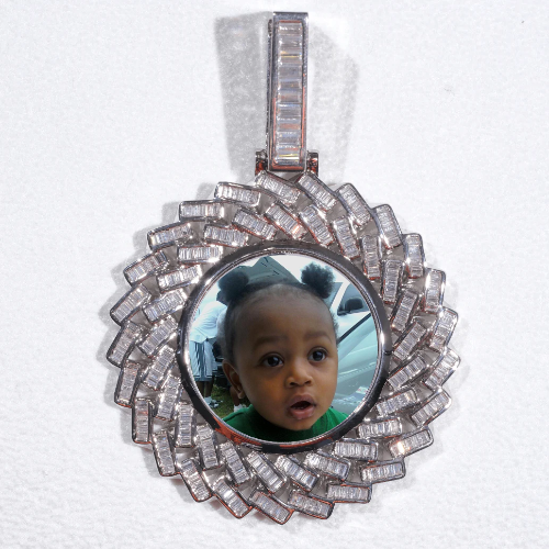Large 3D Baguette Custom Picture Pendant