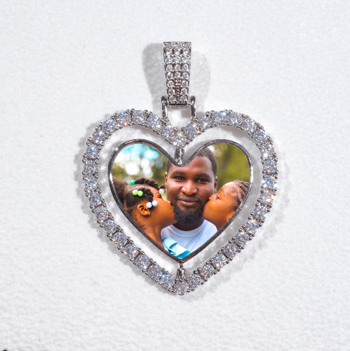 3D Spinning 2-Faced Heart Custom Picture Pendant