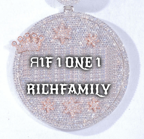 CUSTOM LETTER NECKLACE 3D BIG CROWN DISC