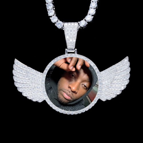925S & VVS Moissanite 3D Wing Custom Picture Pendant