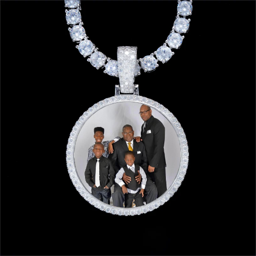 925S & VVS Moissanite 3D Circle Custom Picture Pendant