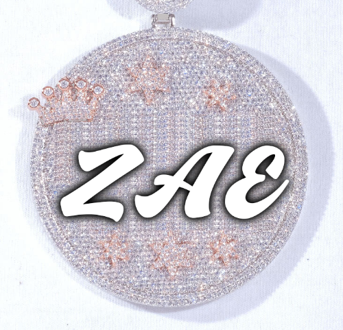 CUSTOM LETTER NECKLACE 3D BIG CROWN DISC