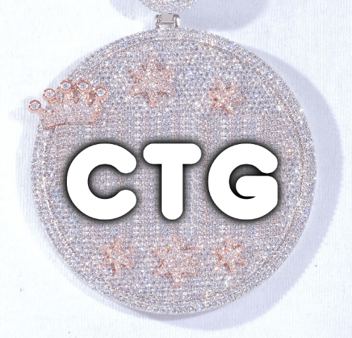 CUSTOM LETTER NECKLACE 3D BIG CROWN DISC