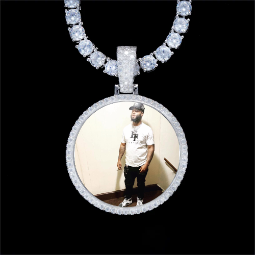 925S & VVS Moissanite 3D Circle Custom Picture Pendant