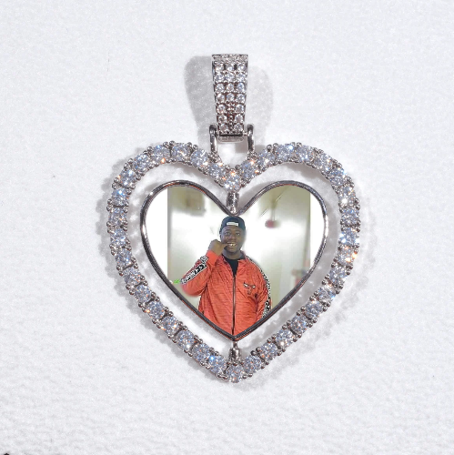 3D Spinning 2-Faced Heart Custom Picture Pendant