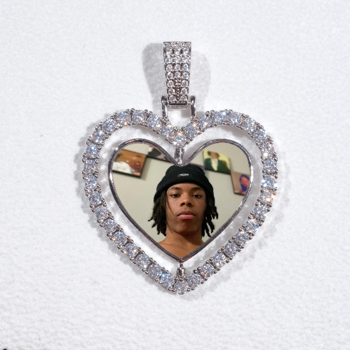 3D Spinning 2-Faced Heart Custom Picture Pendant