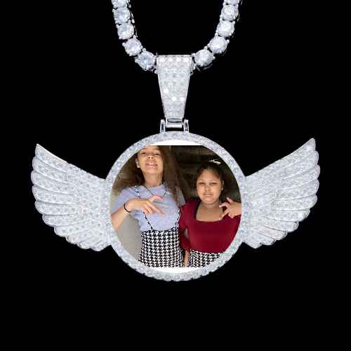 925S & VVS Moissanite 3D Wing Custom Picture Pendant