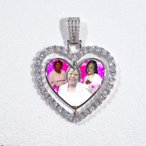 3D Spinning 2-Faced Heart Custom Picture Pendant