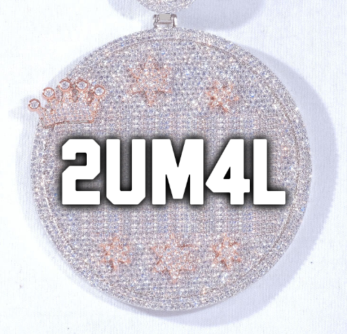 CUSTOM LETTER NECKLACE 3D BIG CROWN DISC