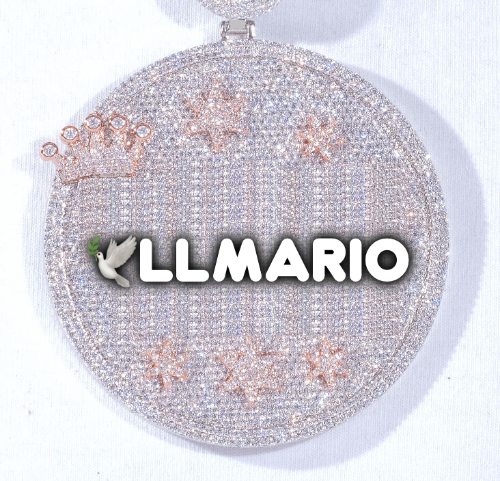 CUSTOM LETTER NECKLACE 3D BIG CROWN DISC