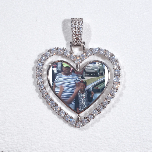 3D Spinning 2-Faced Heart Custom Picture Pendant