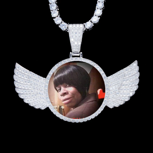 925S & VVS Moissanite 3D Wing Custom Picture Pendant