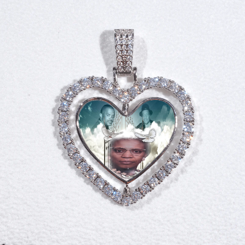 3D Spinning 2-Faced Heart Custom Picture Pendant