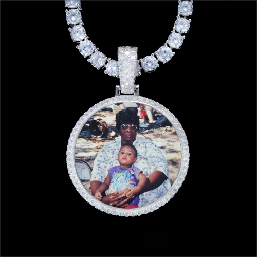 925S & VVS Moissanite 3D Circle Custom Picture Pendant