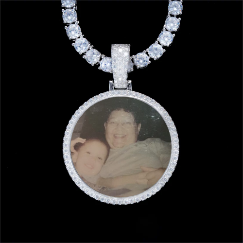 925S & VVS Moissanite 3D Circle Custom Picture Pendant