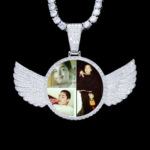 925S & VVS Moissanite 3D Wing Custom Picture Pendant