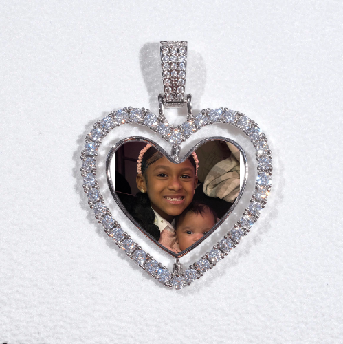 3D Spinning 2-Faced Heart Custom Picture Pendant