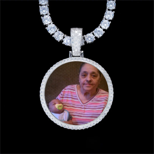 925S & VVS Moissanite 3D Circle Custom Picture Pendant