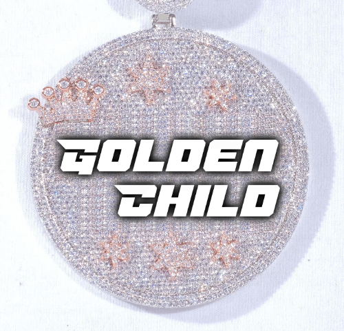 CUSTOM LETTER NECKLACE 3D BIG CROWN DISC